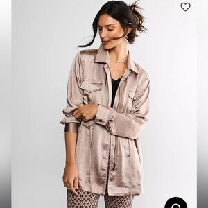 Mystree Rose Gold Satin Jacket